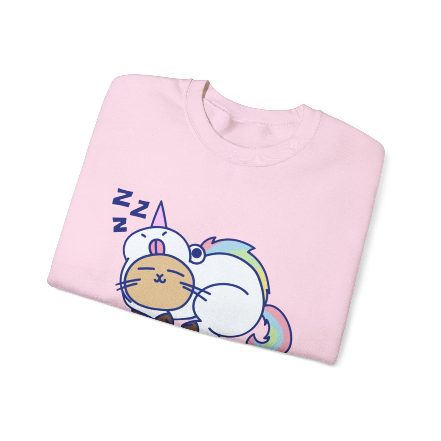 Unicorn Sleep Sweatshirt, Cozy Crewneck, Funny Gift for Dreamers, Pajama Party Outfit, Cat Lover's Apparel, Perfect for Relaxation