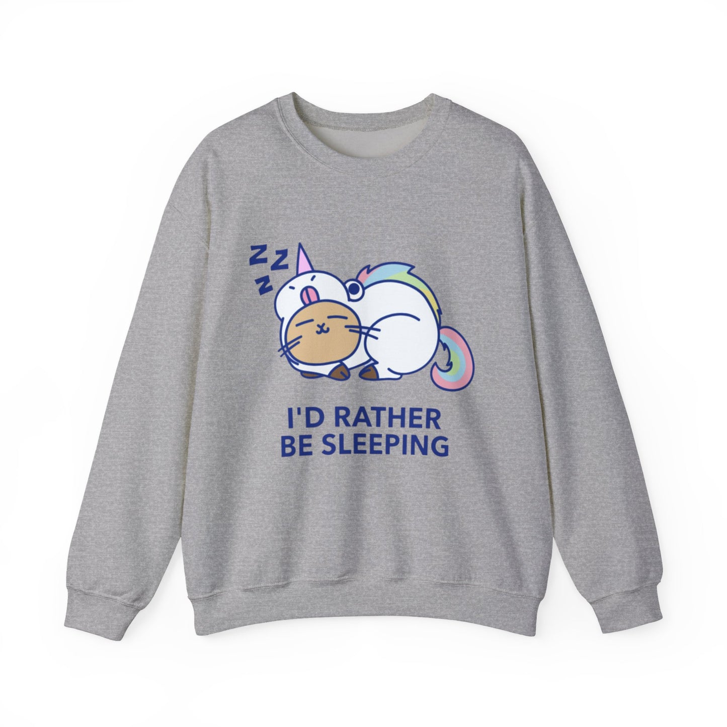Unicorn Sleep Sweatshirt, Cozy Crewneck, Funny Gift for Dreamers, Pajama Party Outfit, Cat Lover's Apparel, Perfect for Relaxation