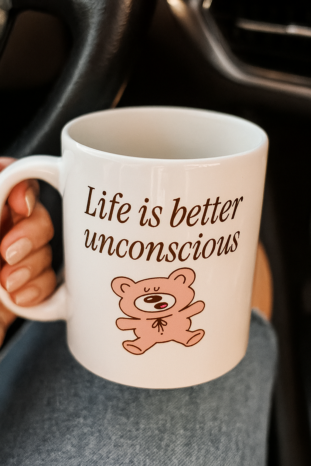 “Life Is Better Unconscious” Mug Cute and Inspirational Ceramic Mug for Coffee Lovers, Great Gift for Birthdays, Mother's Day, or Just Because