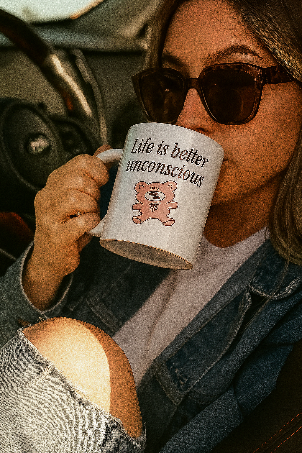 “Life Is Better Unconscious” Mug Cute and Inspirational Ceramic Mug for Coffee Lovers, Great Gift for Birthdays, Mother's Day, or Just Because