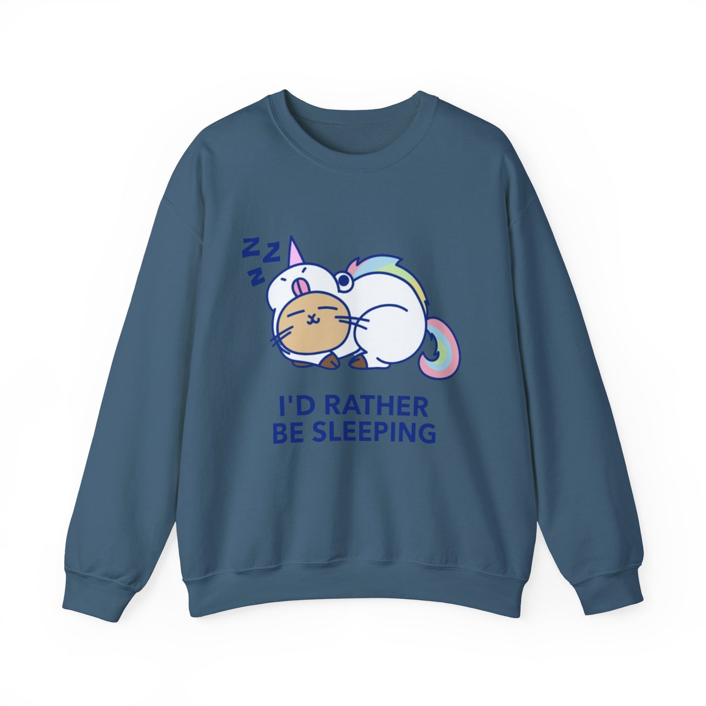 Unicorn Sleep Sweatshirt, Cozy Crewneck, Funny Gift for Dreamers, Pajama Party Outfit, Cat Lover's Apparel, Perfect for Relaxation