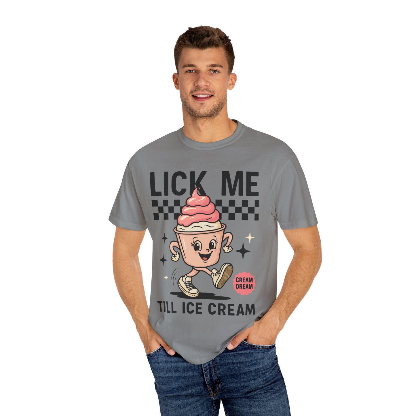 Playful Ice Cream T-Shirt, Cute Summer Tee, Fun Gift for Ice Cream Lovers, Unisex Garment-Dyed Tee, Sweet Treat Shirt