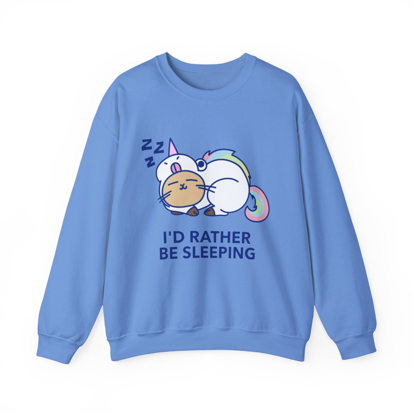 Unicorn Sleep Sweatshirt, Cozy Crewneck, Funny Gift for Dreamers, Pajama Party Outfit, Cat Lover's Apparel, Perfect for Relaxation