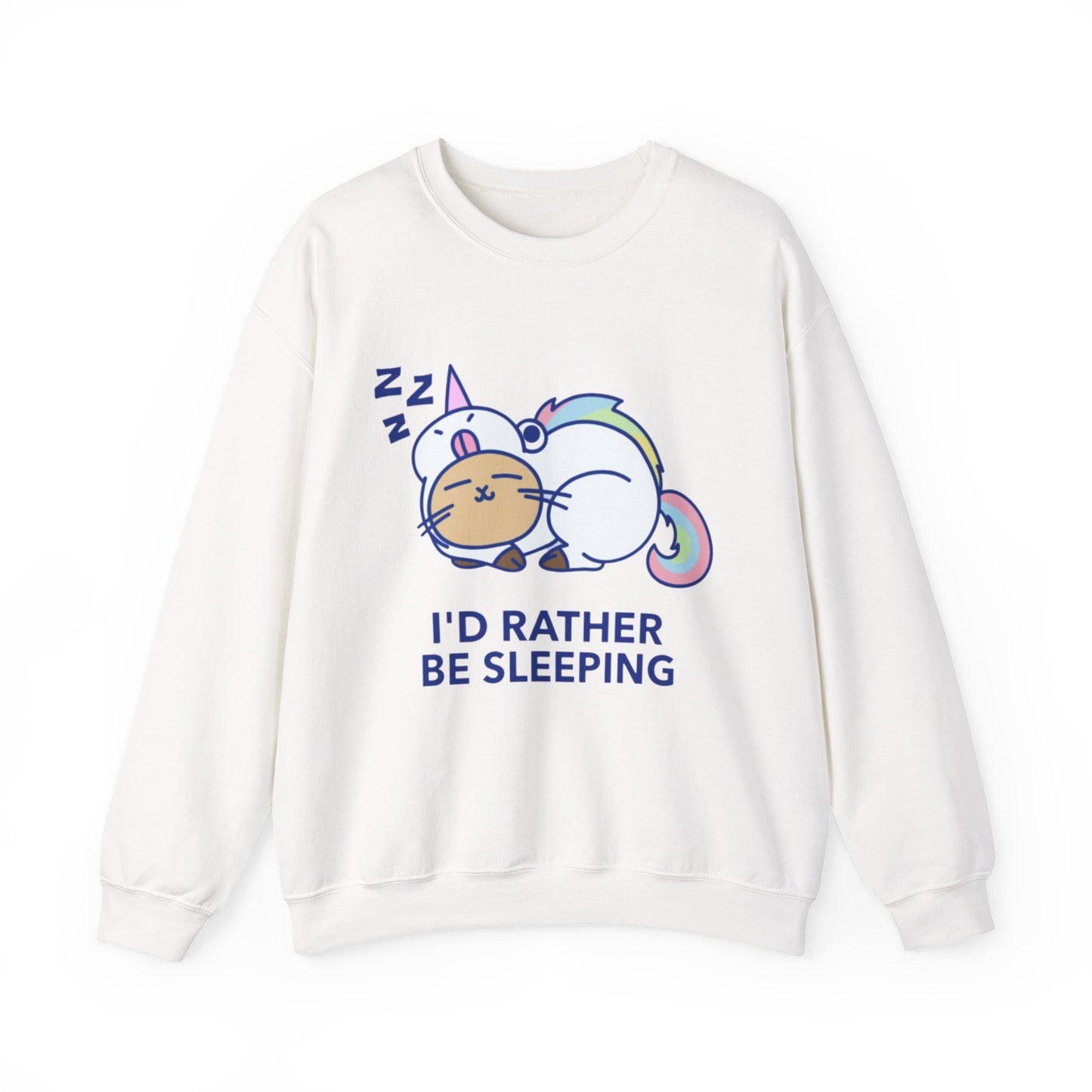 Unicorn Sleep Sweatshirt, Cozy Crewneck, Funny Gift for Dreamers, Pajama Party Outfit, Cat Lover's Apparel, Perfect for Relaxation
