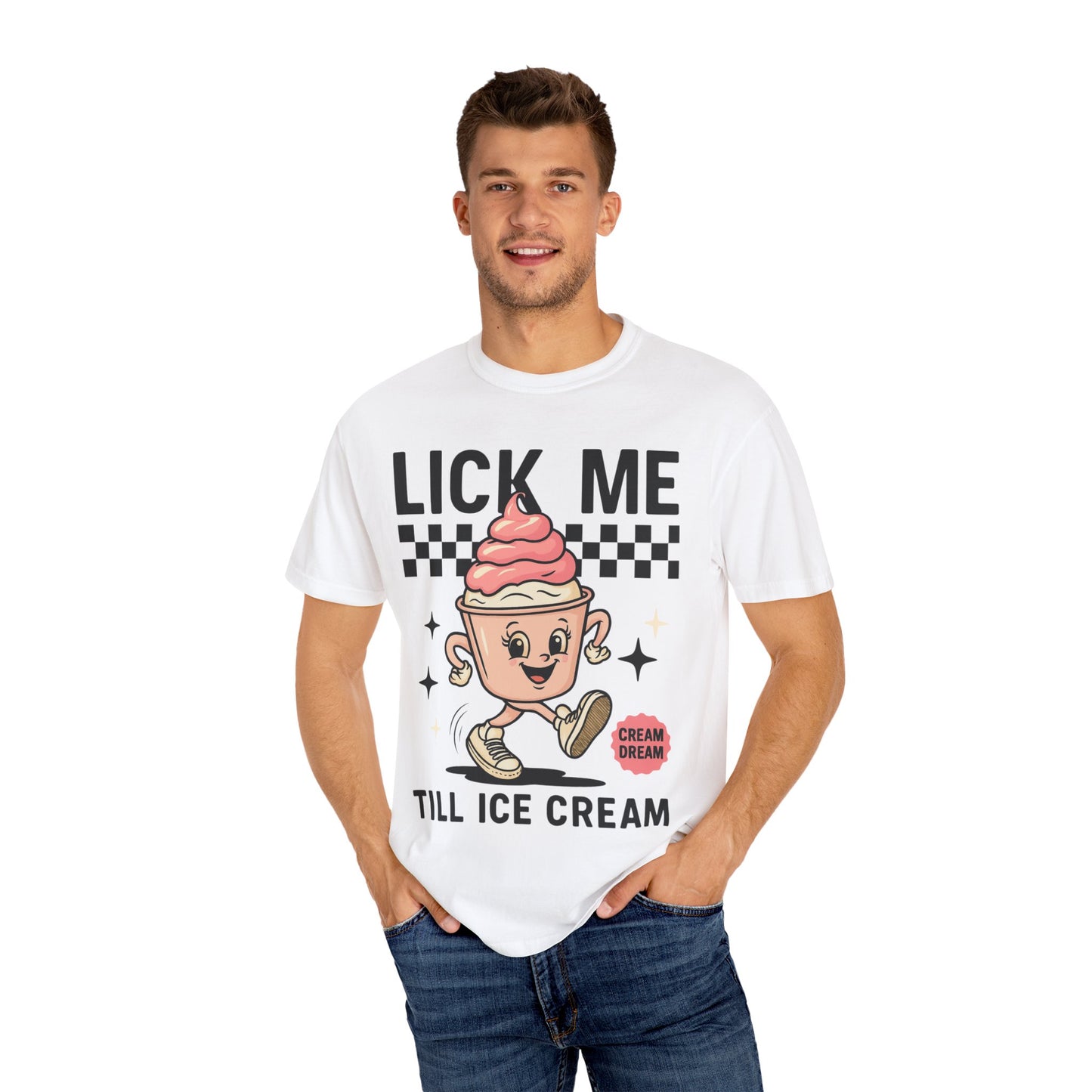 Playful Ice Cream T-Shirt, Cute Summer Tee, Fun Gift for Ice Cream Lovers, Unisex Garment-Dyed Tee, Sweet Treat Shirt