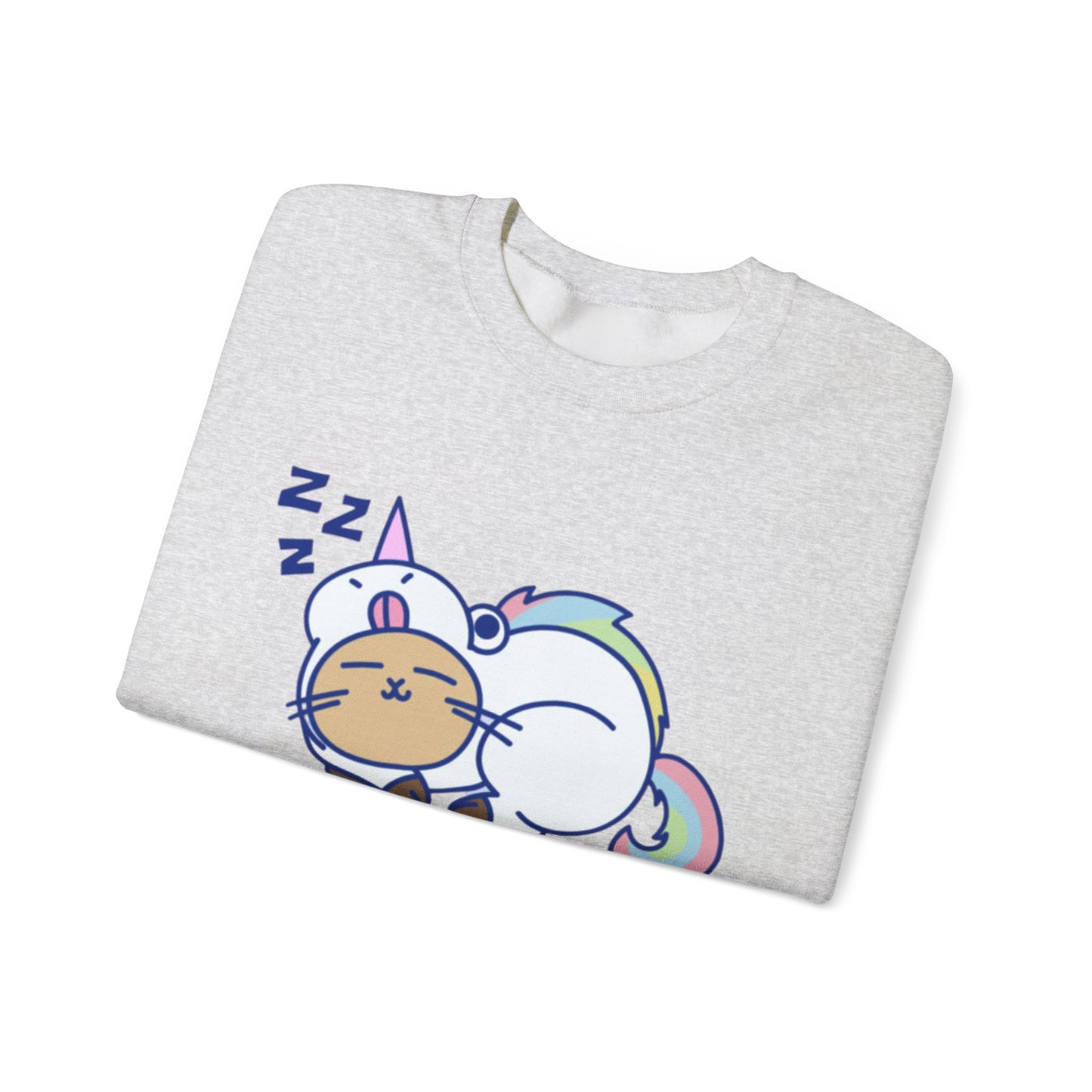 Unicorn Sleep Sweatshirt, Cozy Crewneck, Funny Gift for Dreamers, Pajama Party Outfit, Cat Lover's Apparel, Perfect for Relaxation