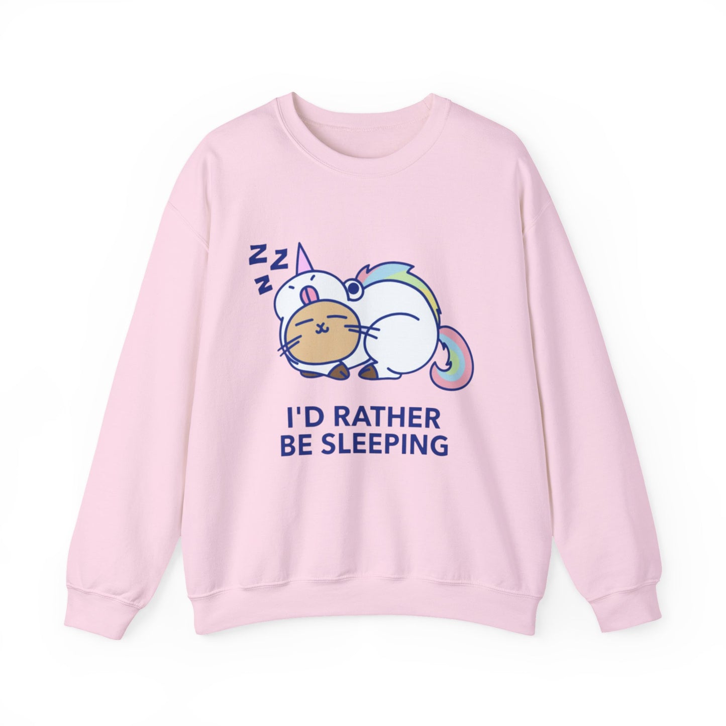 Unicorn Sleep Sweatshirt, Cozy Crewneck, Funny Gift for Dreamers, Pajama Party Outfit, Cat Lover's Apparel, Perfect for Relaxation