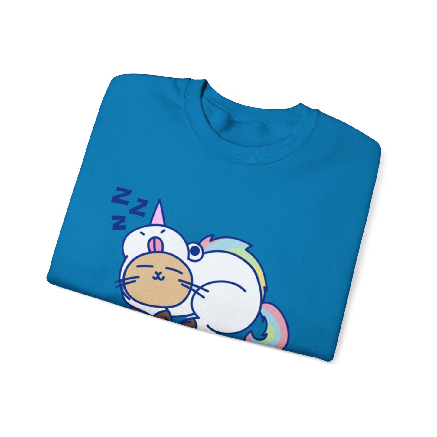 Unicorn Sleep Sweatshirt, Cozy Crewneck, Funny Gift for Dreamers, Pajama Party Outfit, Cat Lover's Apparel, Perfect for Relaxation
