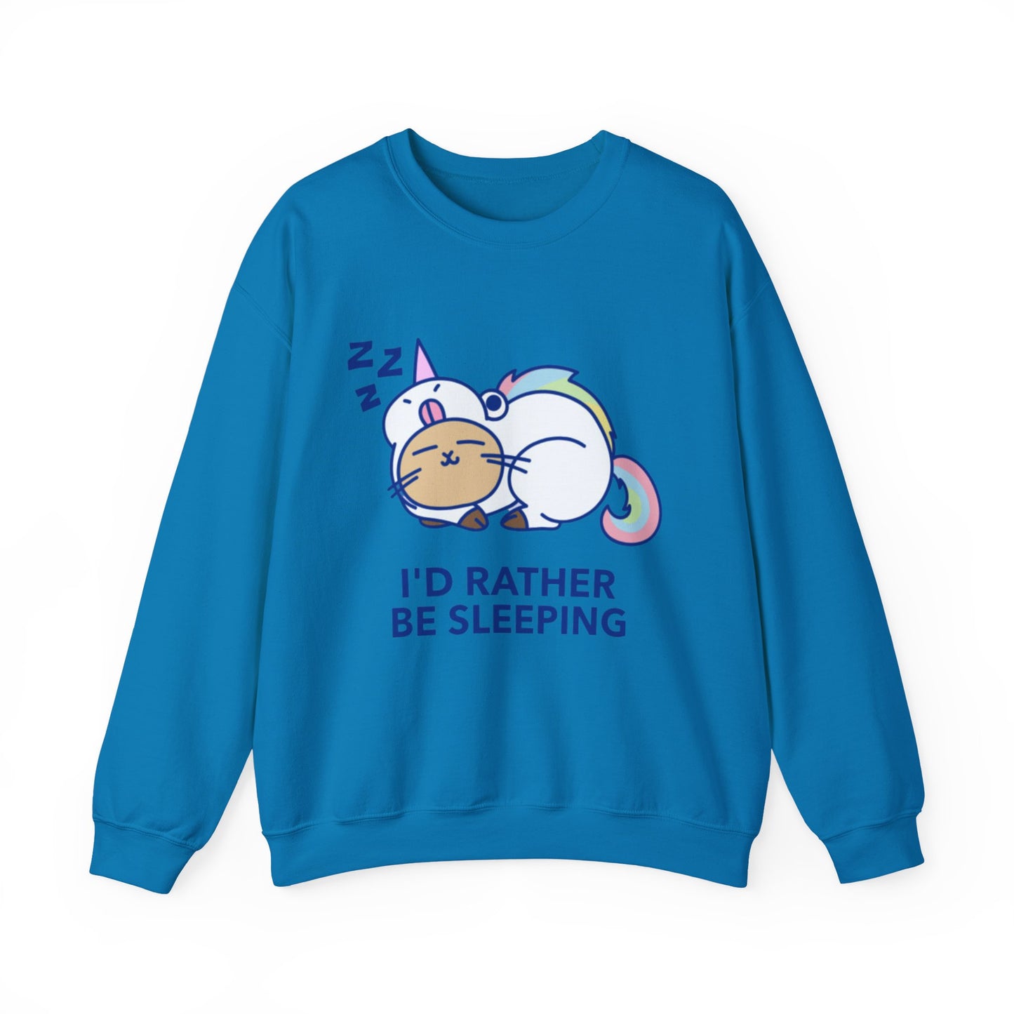 Unicorn Sleep Sweatshirt, Cozy Crewneck, Funny Gift for Dreamers, Pajama Party Outfit, Cat Lover's Apparel, Perfect for Relaxation