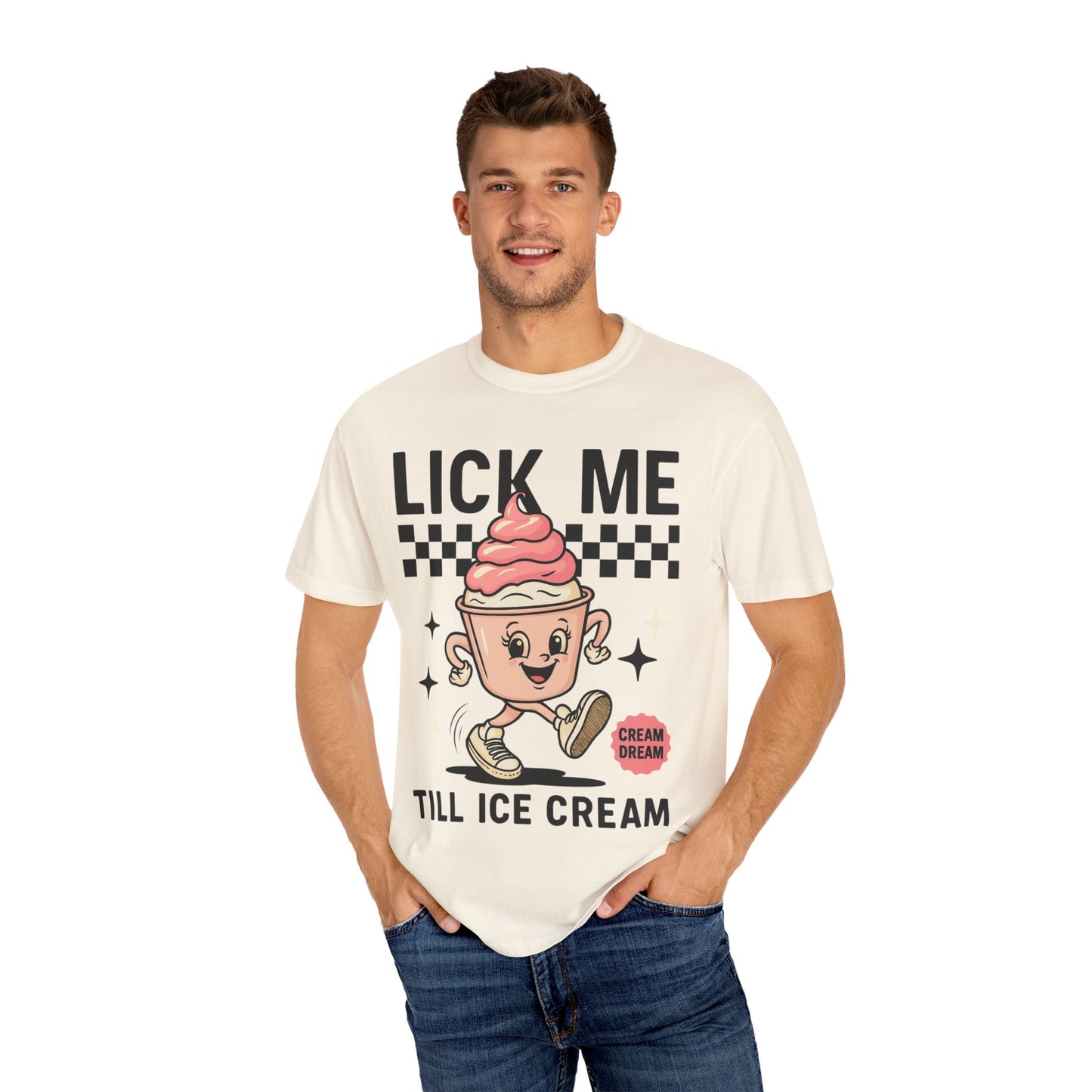 Playful Ice Cream T-Shirt, Cute Summer Tee, Fun Gift for Ice Cream Lovers, Unisex Garment-Dyed Tee, Sweet Treat Shirt