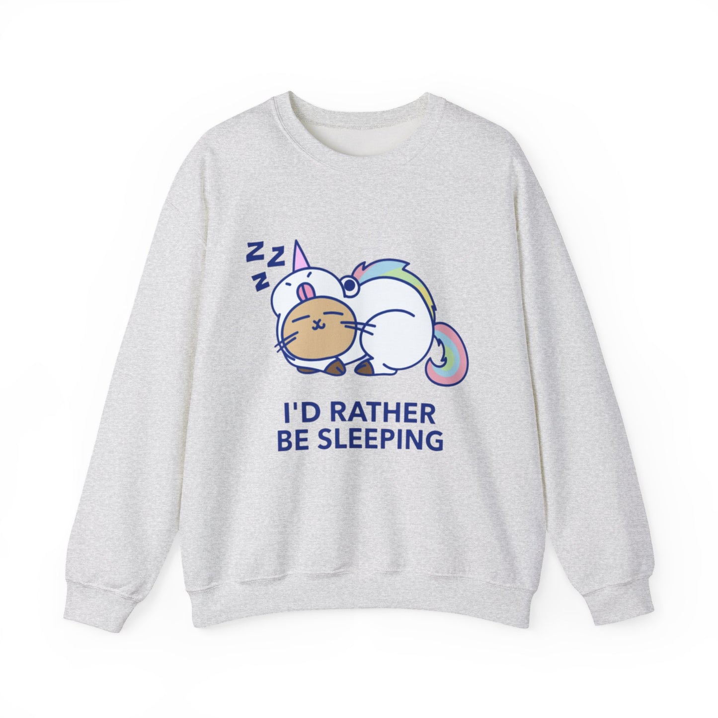Unicorn Sleep Sweatshirt, Cozy Crewneck, Funny Gift for Dreamers, Pajama Party Outfit, Cat Lover's Apparel, Perfect for Relaxation