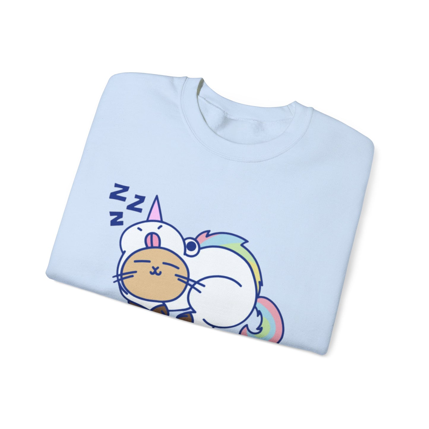 Unicorn Sleep Sweatshirt, Cozy Crewneck, Funny Gift for Dreamers, Pajama Party Outfit, Cat Lover's Apparel, Perfect for Relaxation