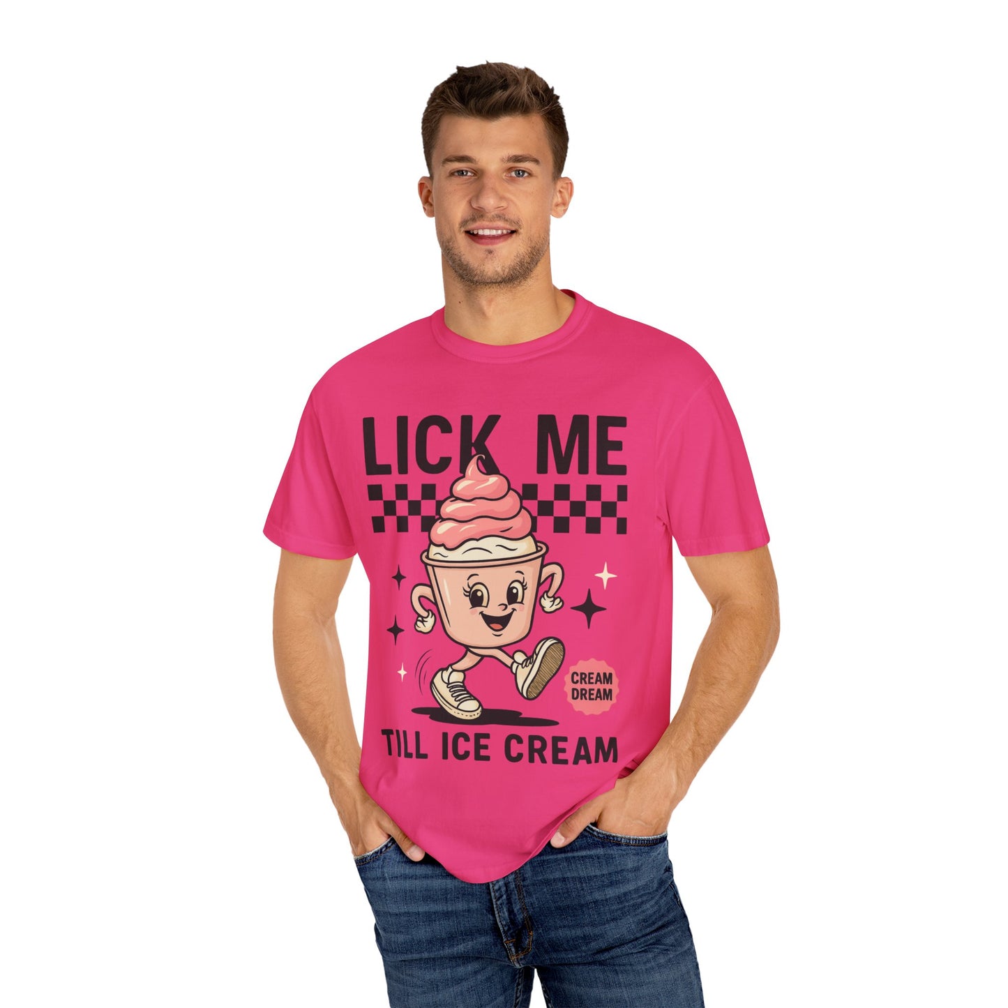 Playful Ice Cream T-Shirt, Cute Summer Tee, Fun Gift for Ice Cream Lovers, Unisex Garment-Dyed Tee, Sweet Treat Shirt
